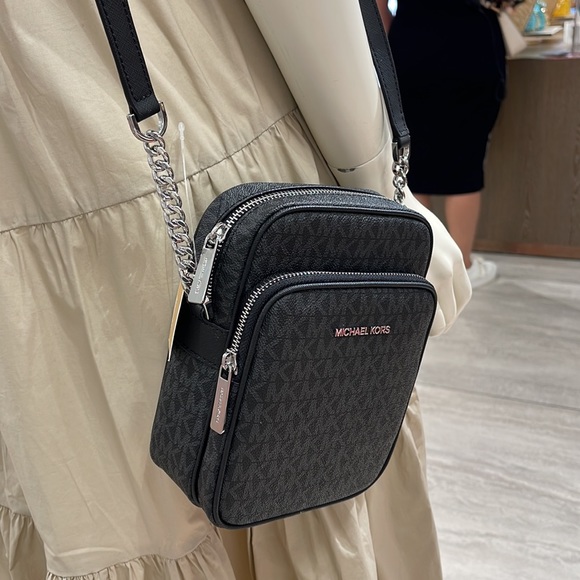 Michael Kors Jet Set Flight Crossbody Black NS - Picture 13 of 16